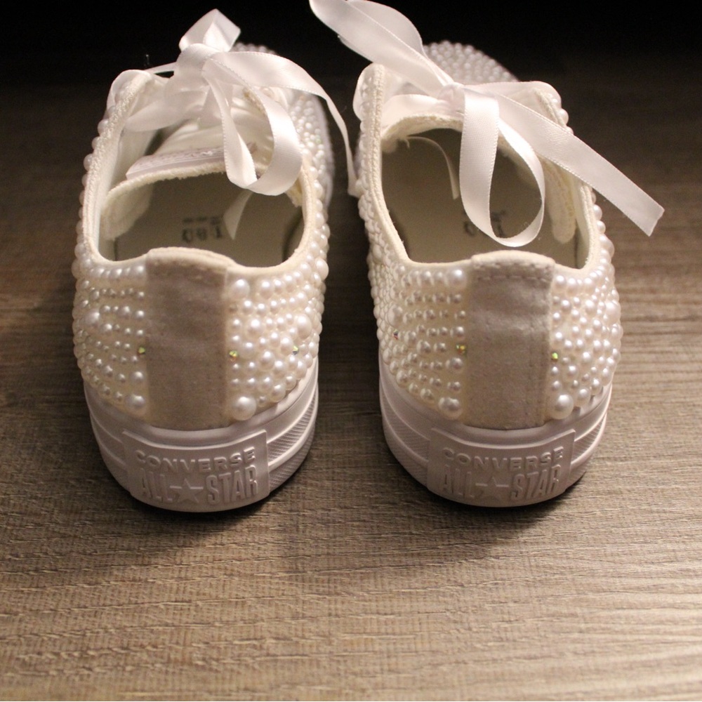 All white bling / bedazzled wedding converse - Picture 4 of 10